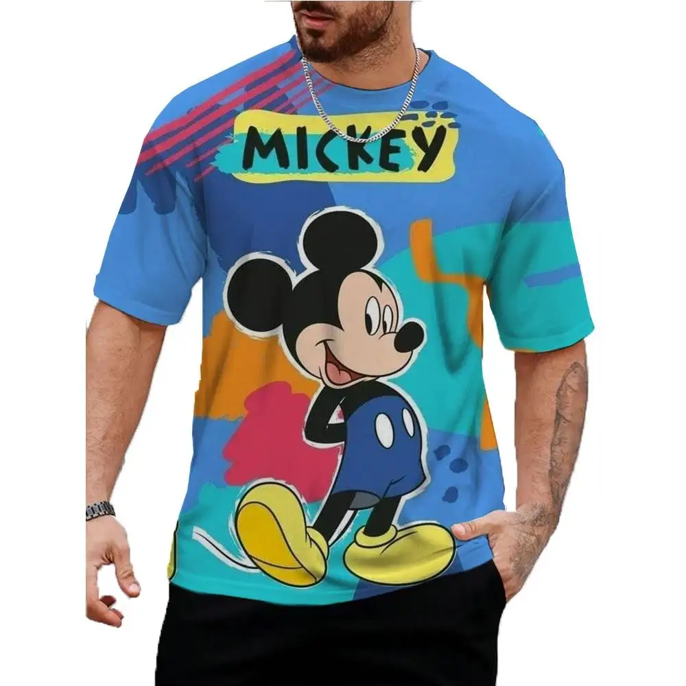 Men Disney Mickey Mouse Print T-Shirt Summer Men's Street Fashion Casual Sports Loose O Neck Quick Dry Short Sleeve Clothing Kid 3