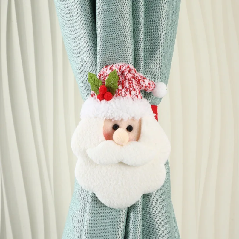 Cute Christmas Curtain Paste Creative Santa Claus Curtains Pastes Adjustable Curtain Paste Decorative Drapes Curtain Accessoires