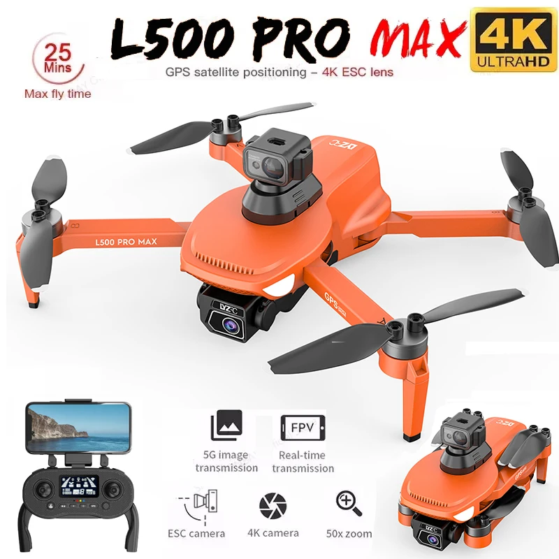 

Квадрокоптер L500 PRO MAX с GPS и двойной HD камерой, 1,2 км, Wi-Fi