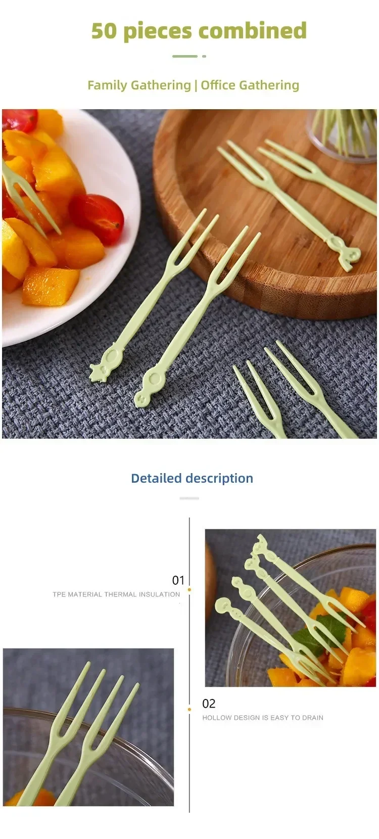 Description Picture 5 of itemMini Fruit Toothpicks Instant Noodles Kitchen Homes Accessories Flatware Fork Kids Lunch Animal Farm Decorations Food Cartoon
