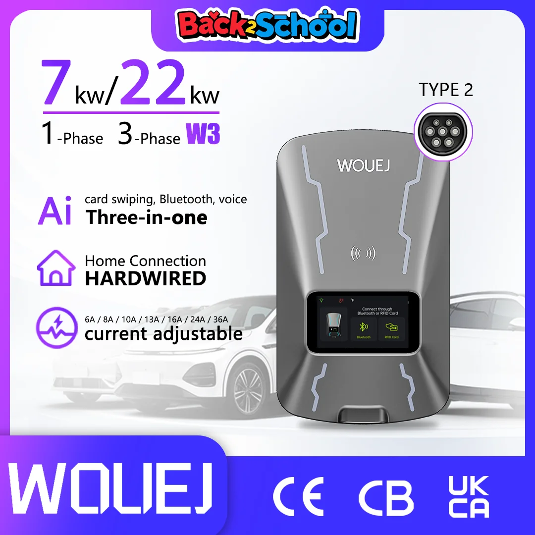 WOUEJ Type 2 7KW EV Charging Station W3 6-32A 1 Phase
