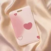 1 Piece Gradient Pink Color Kpop Photocard Holder for Kids Cute Love Style Student ID Bus Card Holder Kawaii Card Protector 5