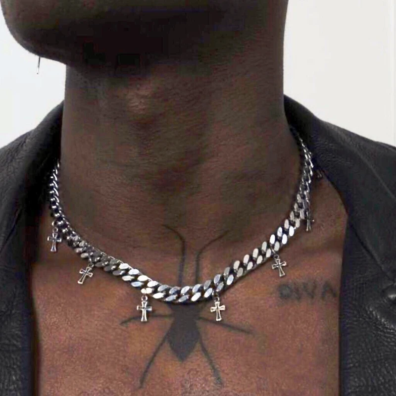 

Lukevicious Cross Cuban Couple Sterling Silver Necklace with a Men's Trendy Design and Impossible Instagram Hip Hop Accessories