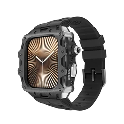 Premium Luxury Modification Kit with Silicone Strap and Stainless Steel Case for 46MM (Black)