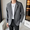 Men's Casual Blazer Jacket Classic Fashion Korean Loose Drape Business Formal Dress Jacket Spring Man Clothes Black Gray Khaki 2