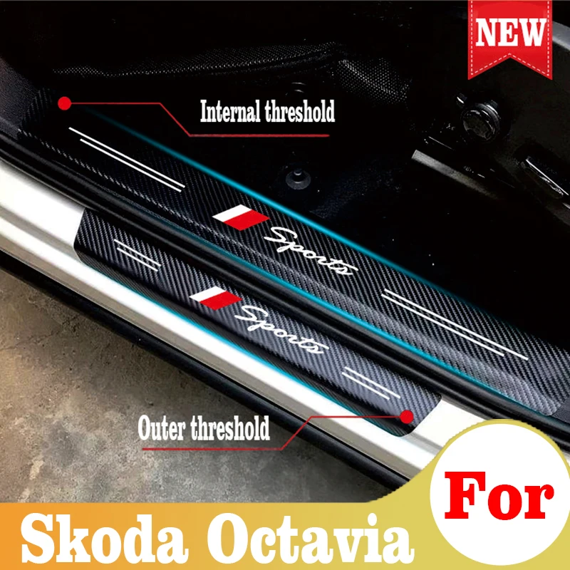 

Car Door Sill Plate Stickers For Skoda Octavia a7 a5 a3 1 2 3 2006-2022 Auto Threshold Protector Applique Car Tuning Accessories
