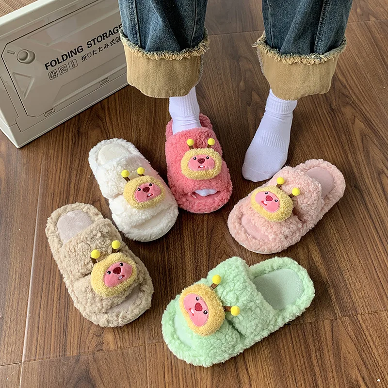

Miniso Kawaii Loopy Cartoon Home Cotton Slippers Cute Comfortable Soft Bottom Furry Slipper Anime Plush Toy for Girl Friend Gift
