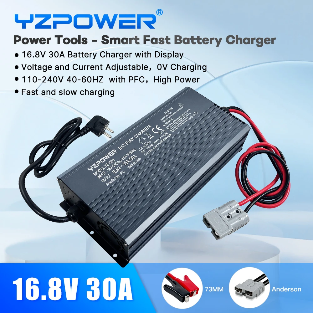 

16.8V 30A battery charger with display screen, fast and slow charging switch, used for ternary lithium battery charger