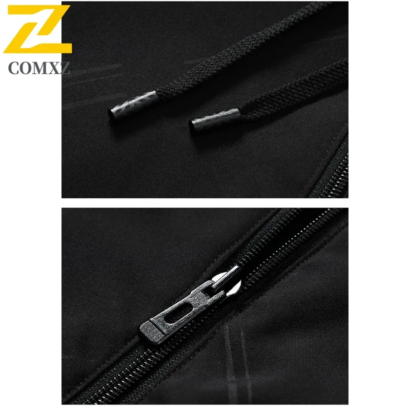 EiAO 3-Stripe Windbreaker Men's Reversible Hooded Jacket Waterproof Windproof Outdoor Coat for Hiking Camping Fishing Autumn