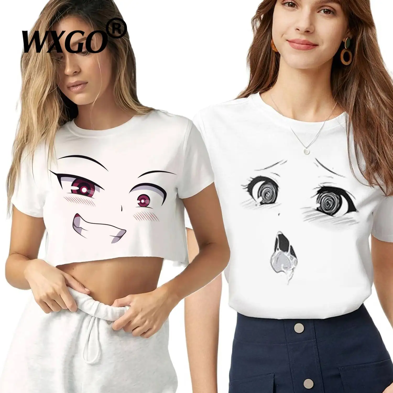 

Женские Забавные футболки, женская модная одежда, короткий топ с коротким рукавом, летняя футболка, забавная женская футболка с графическим рисунком лица, Лидер продаж, аниме