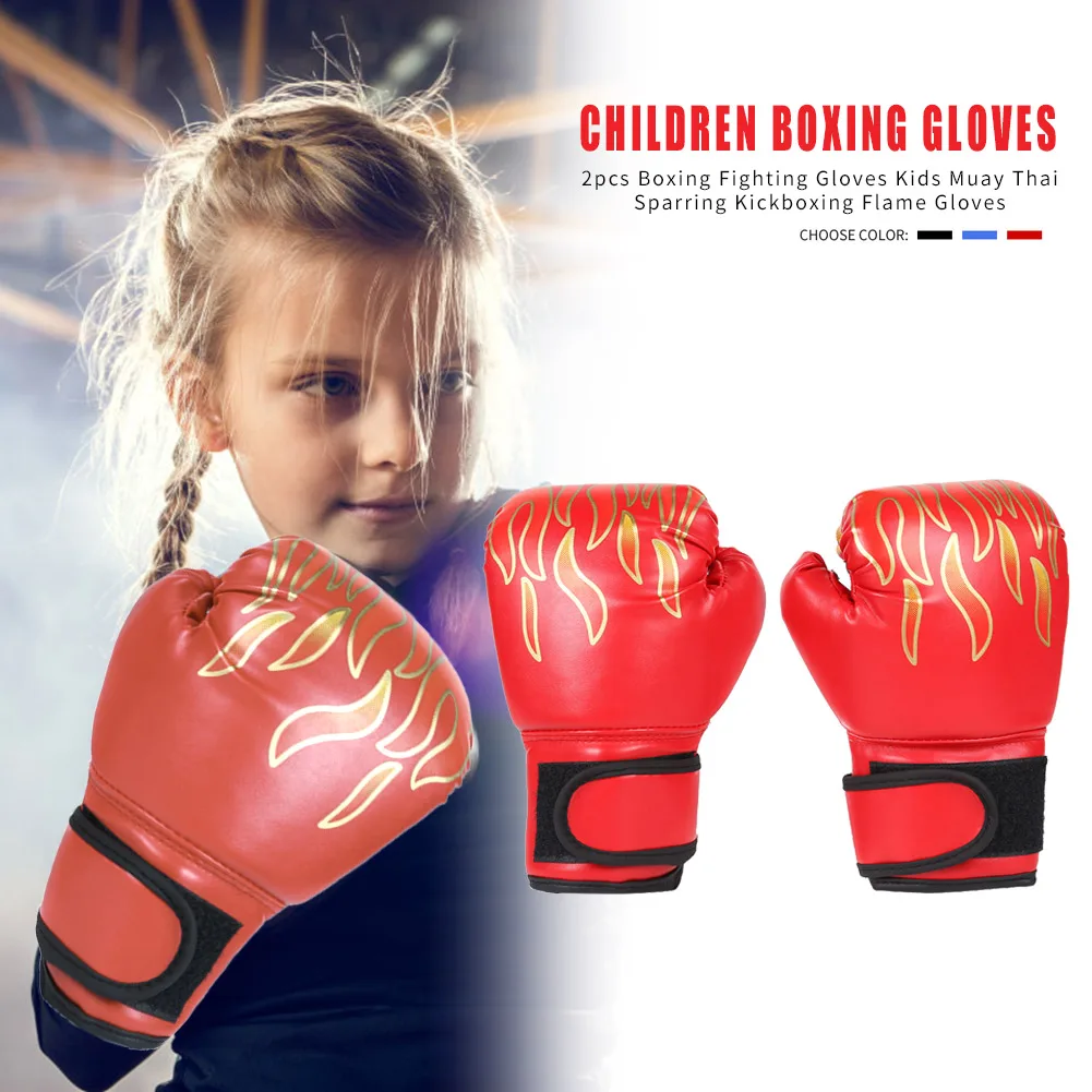 2Pcs Kids Boxing Gloves PU Leather Training Gloves Breathable Fighting Mitts Taekwondo Mitts for Boys Girls Youth