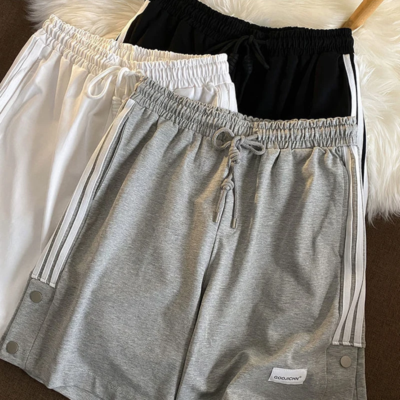 workout shorts Breasted loose casual sports women shorts all-match outer wear elastic waist five-point fashion shorts female High waist shorts nike running shorts