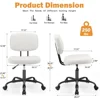 Small Office Desk Chair with Wheels Armless Comfy Computer Chair with Lumbar Support, PU Leather Low Back Adjustable 2