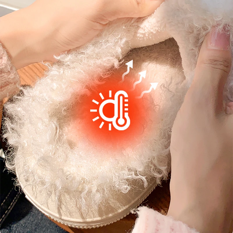 Funny Cartoon Plush Cotton Slippers Women Cute Indoor Keep Warm Non Slip Home Slippers Woman Thick Sole Closed Toe Fur Slides