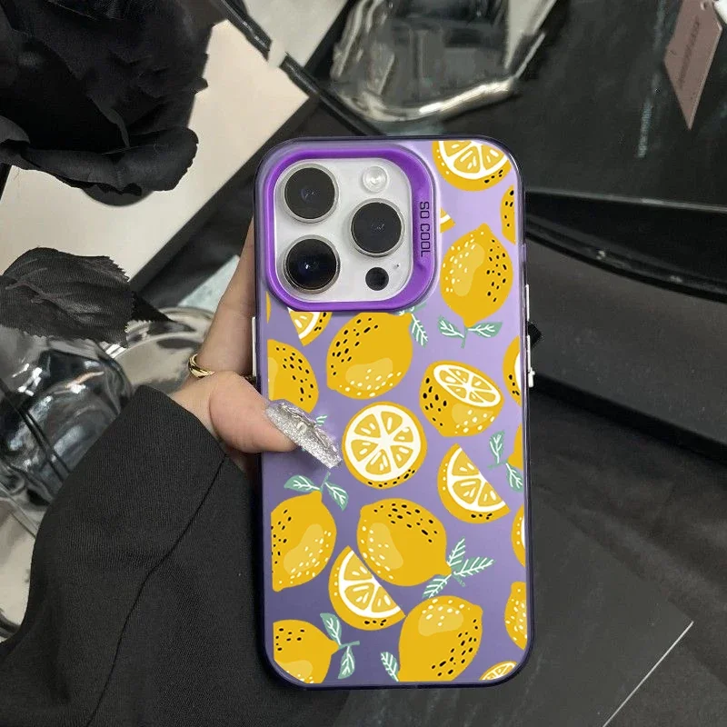 Retro Blue Striped Lemon Phone Case Cover