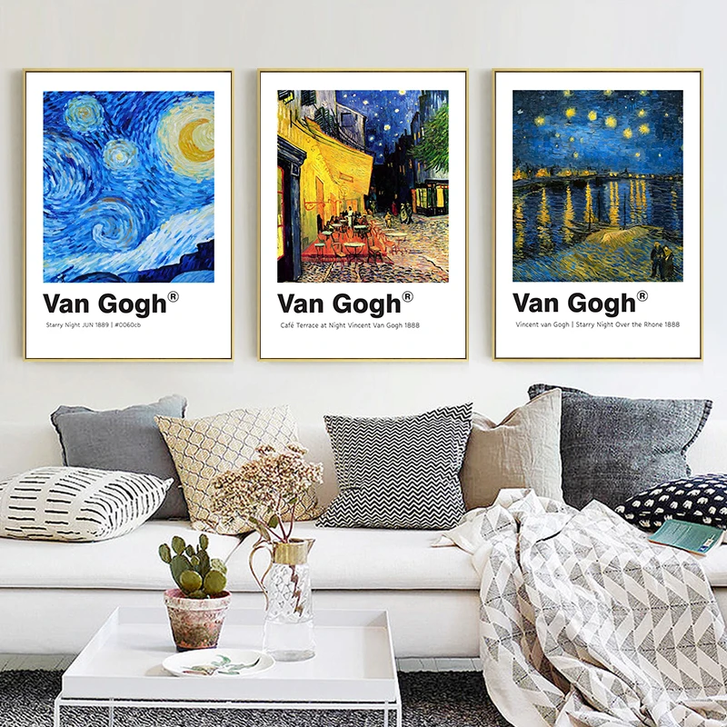 Classic Vincent Van Gogh Self Portrait Starry Night Poster Canvas Painting Pantone Art Wall Print Per La Decorazione Della Stanza Di Casa