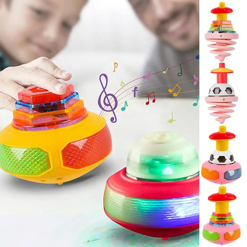 Flash Light Spinning Tops Flashing Gyro Toy For Kids Portable Kid Winding Toy Educational Toys Spinning Desktop Flat Gyro Toys