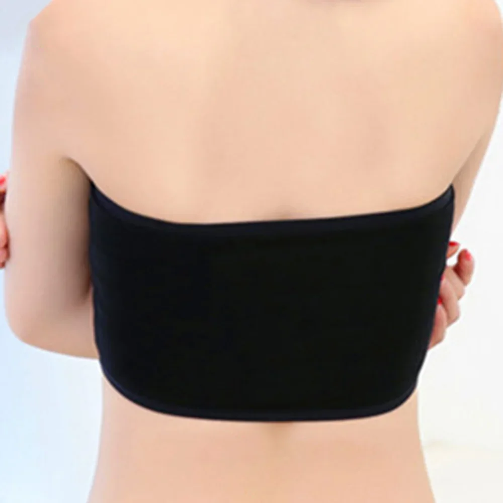 Women Strapless Bras High Stretch Bandeau Bra Breathable Solid Color Seamless Crop Tank Tops Camisole Comfy Soft Underwear