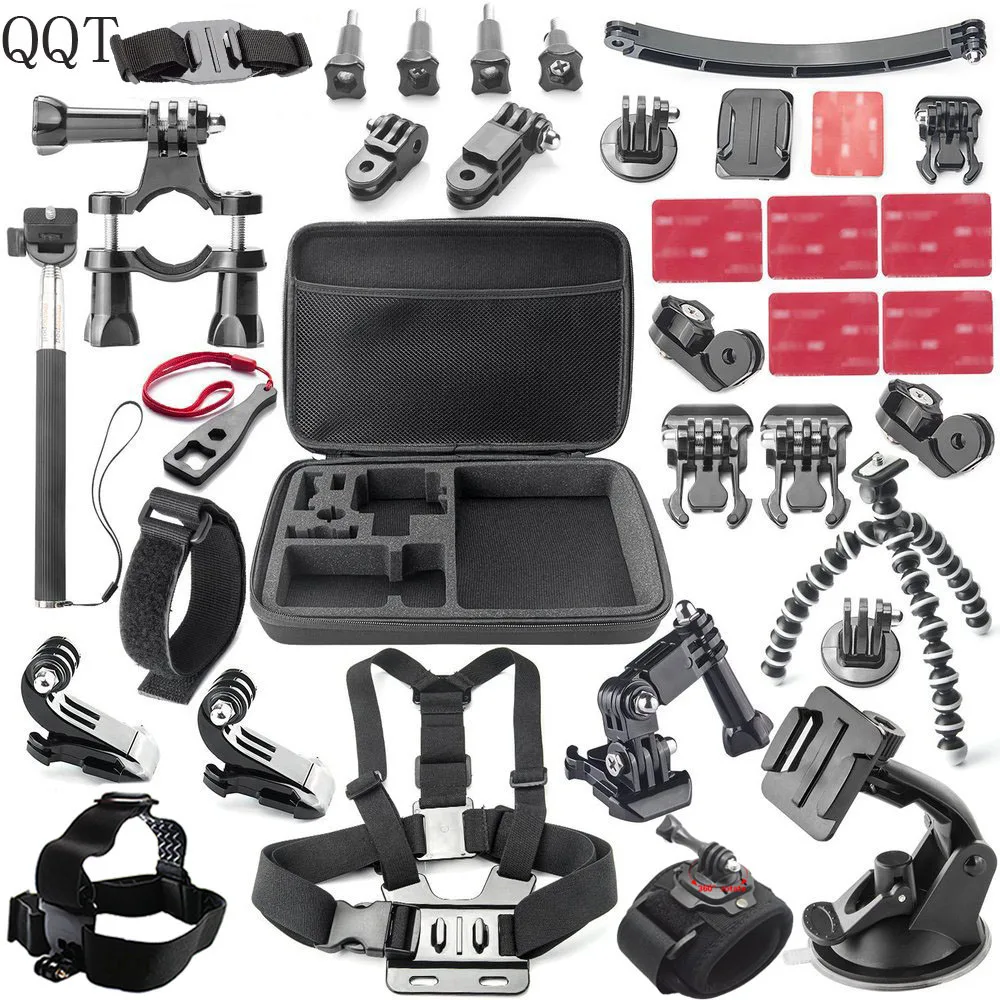 고프로 액세서리용 QQT 삼각대 자전거 마운트, 스티어링 헬멧 브래킷, Go pro Hero12 10 9 8 7 6 5 4 3 + SJCAM SJ4000 SJ5000