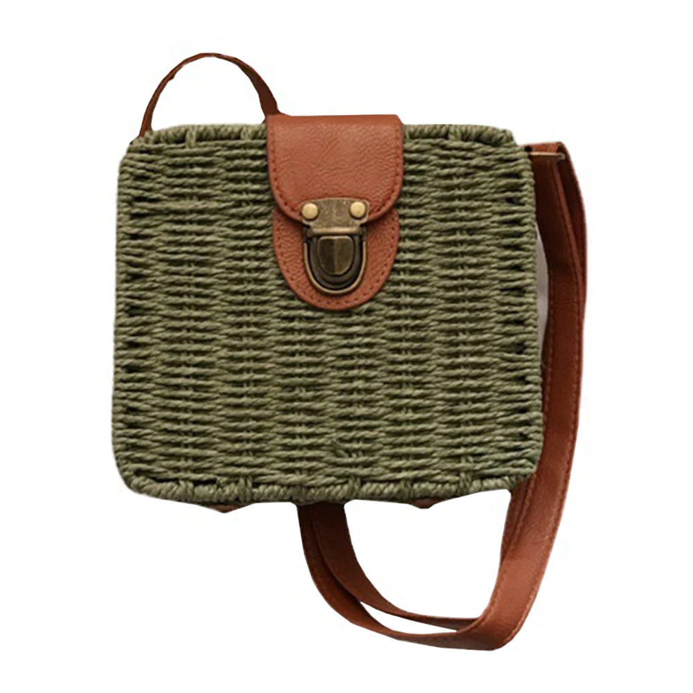 Women Crossbody Bags Fashion Woven Ladies Handbags Casual Holiday Simple Handmade Adjustable Straps Rattan Beach Bag