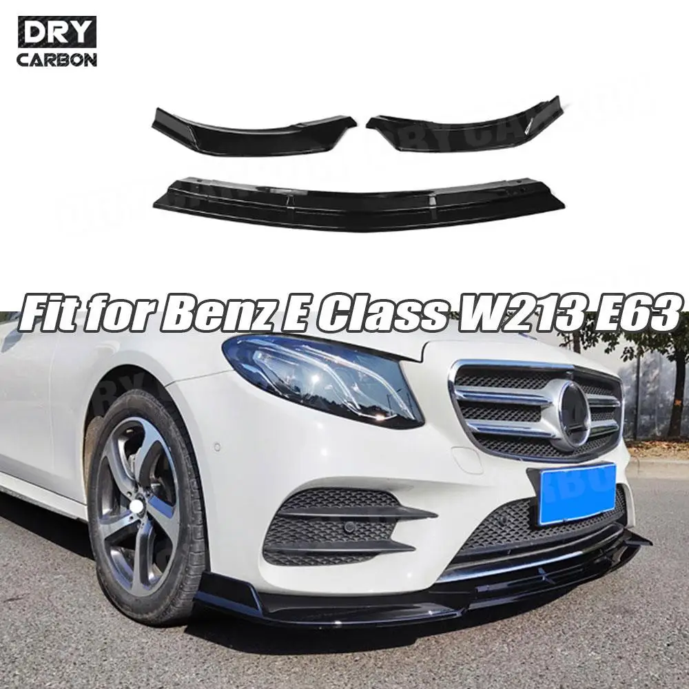

for Mercedes Benz E Class W213 E63 Sport B Style 2017 2018 2019 3Pcs/set ABS Gloss Black Car Front Bumper Lip Chin Spoiler
