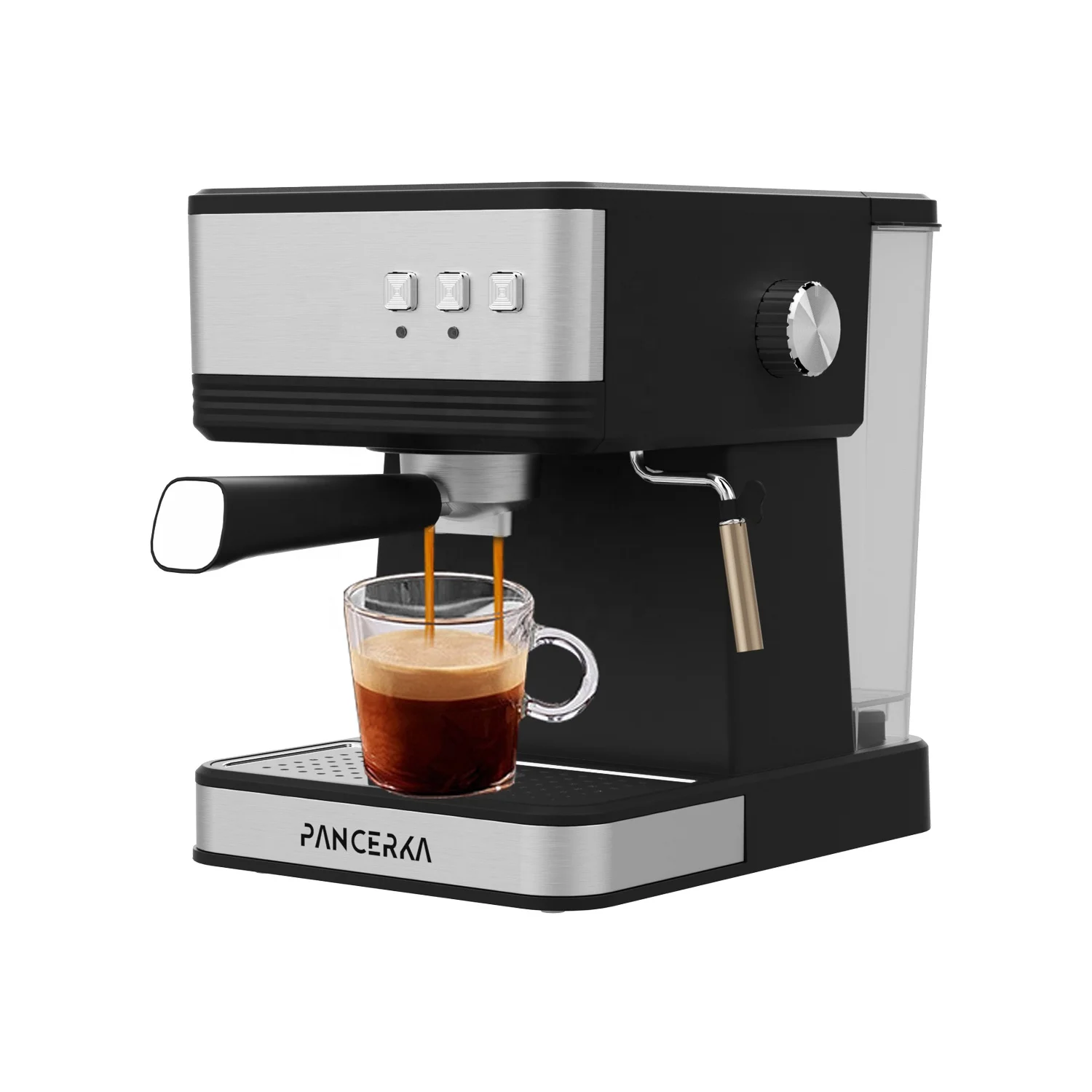 PANCERKA 2 in 1 Household High Pressure 19 Bar Metal Espresso Machine Commercial Coffee Maker with Milk Froth