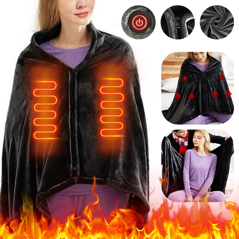 Electric Heating Body Warming Shawl Blanket Outdoor Camping Multi-fun Shawl Heating Blanket USB Charging 3 Heating Level Mattres 2