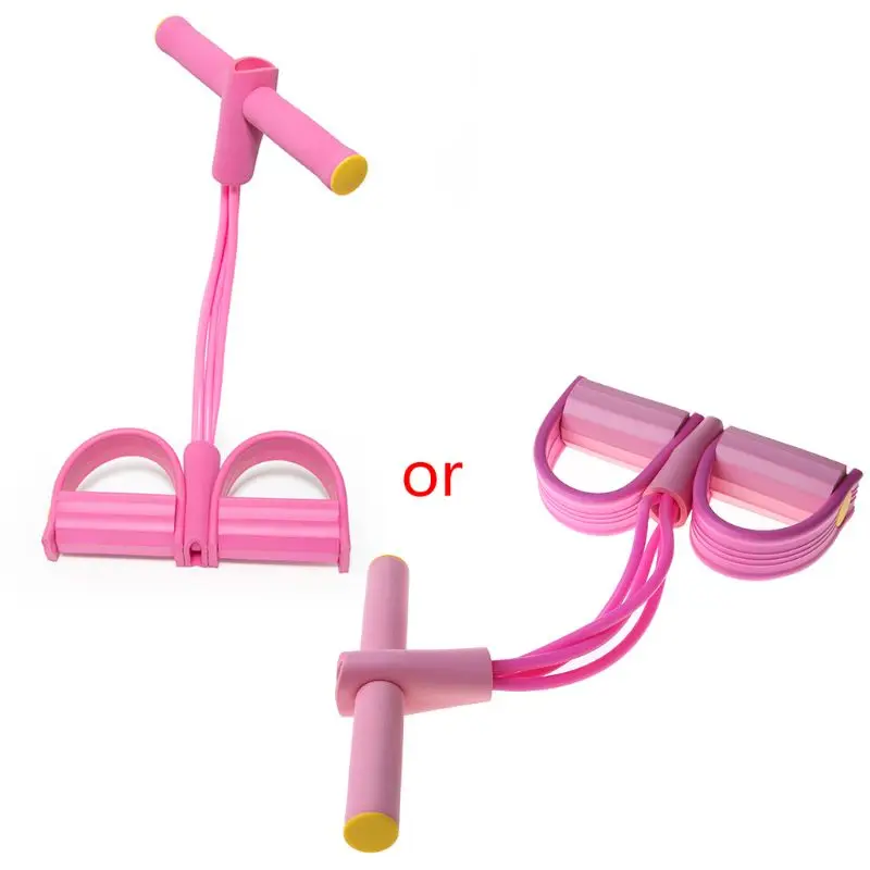 

4 Tubes Natural Latex Foot Pedal Elastic Pull Rope with Handle Fitness Equipment Bodybuilding Expander Drop Shipping
