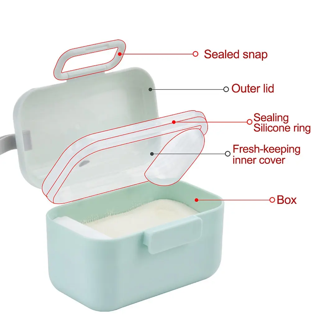 Baby Milk Powder Portable Baby Food Storage Box Essential Cereal Infant Milk Powder Box Toddle Snacks Container with Spoon