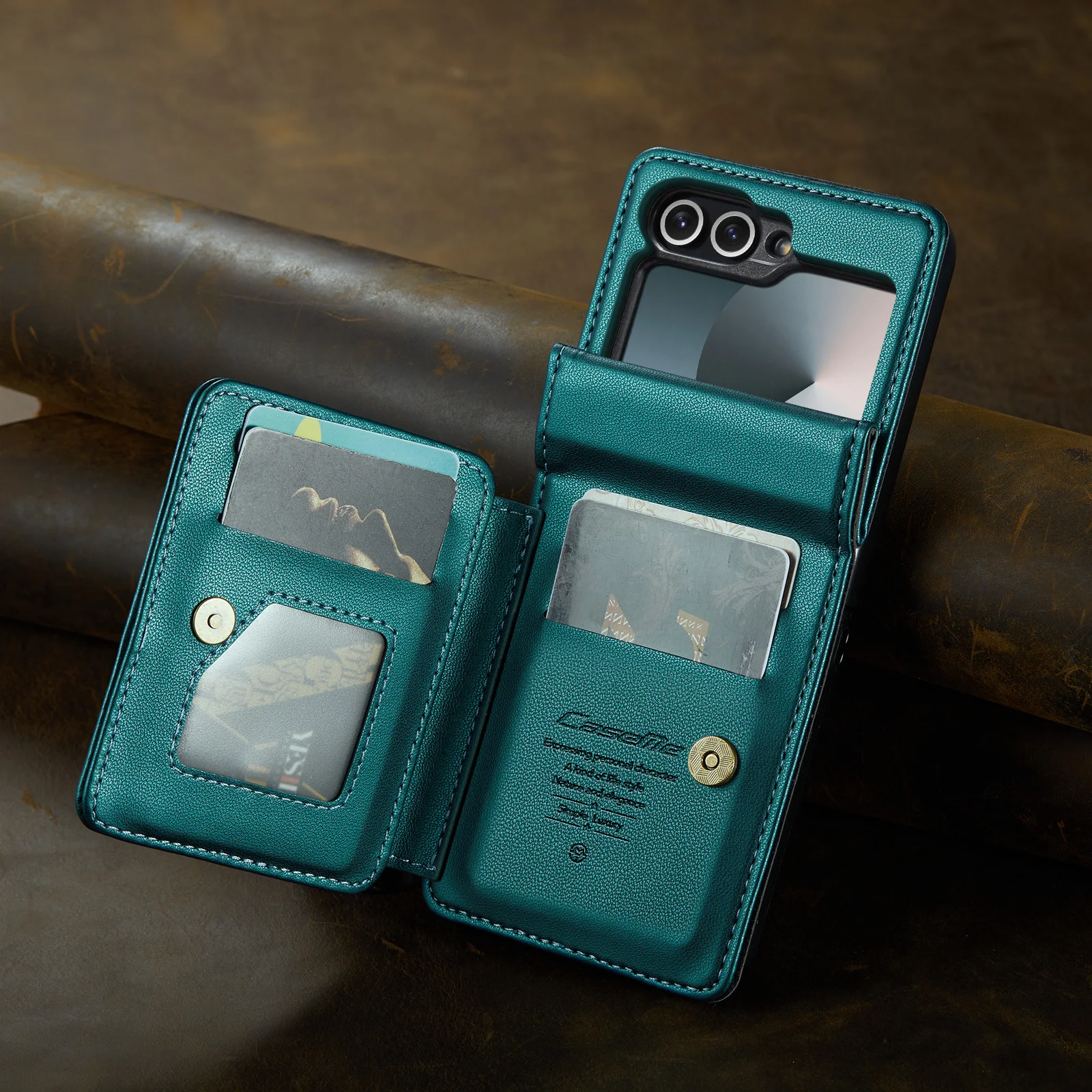 Leder Brieftasche Kartenhalter Fall für Samsung Galaxy Z Flip 6 5 4 3 5G Flip6 Geldbörse Tasche RFID Multifunktionale Abdeckung_voghion.com