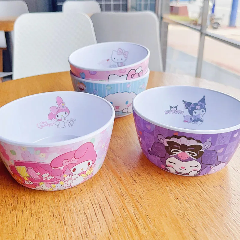 

Kawaii Hello Kitty Sanrio Bowl Kuromi Cartoon Anime Cute Children Toys Large Capacity Rice Bowl Girls Heat Insulation Soup Bowl