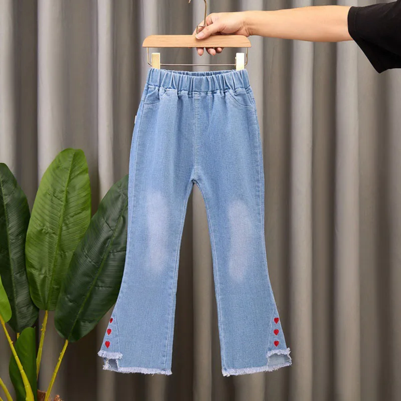 Girls Elastic Bow Denim Jeans 4