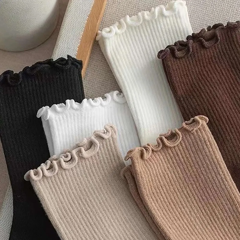 4 Paar Damensocken Mit Rüschen – Atmungsaktive Knöchelsocken, Lässiges Design