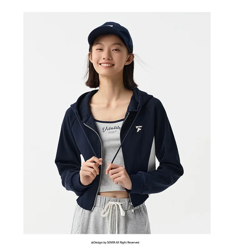 Outerwear Women Short Style Raglan-sleeved Vintage Simple Spring Slimming Skinny Hooded Jacket Sporty Style