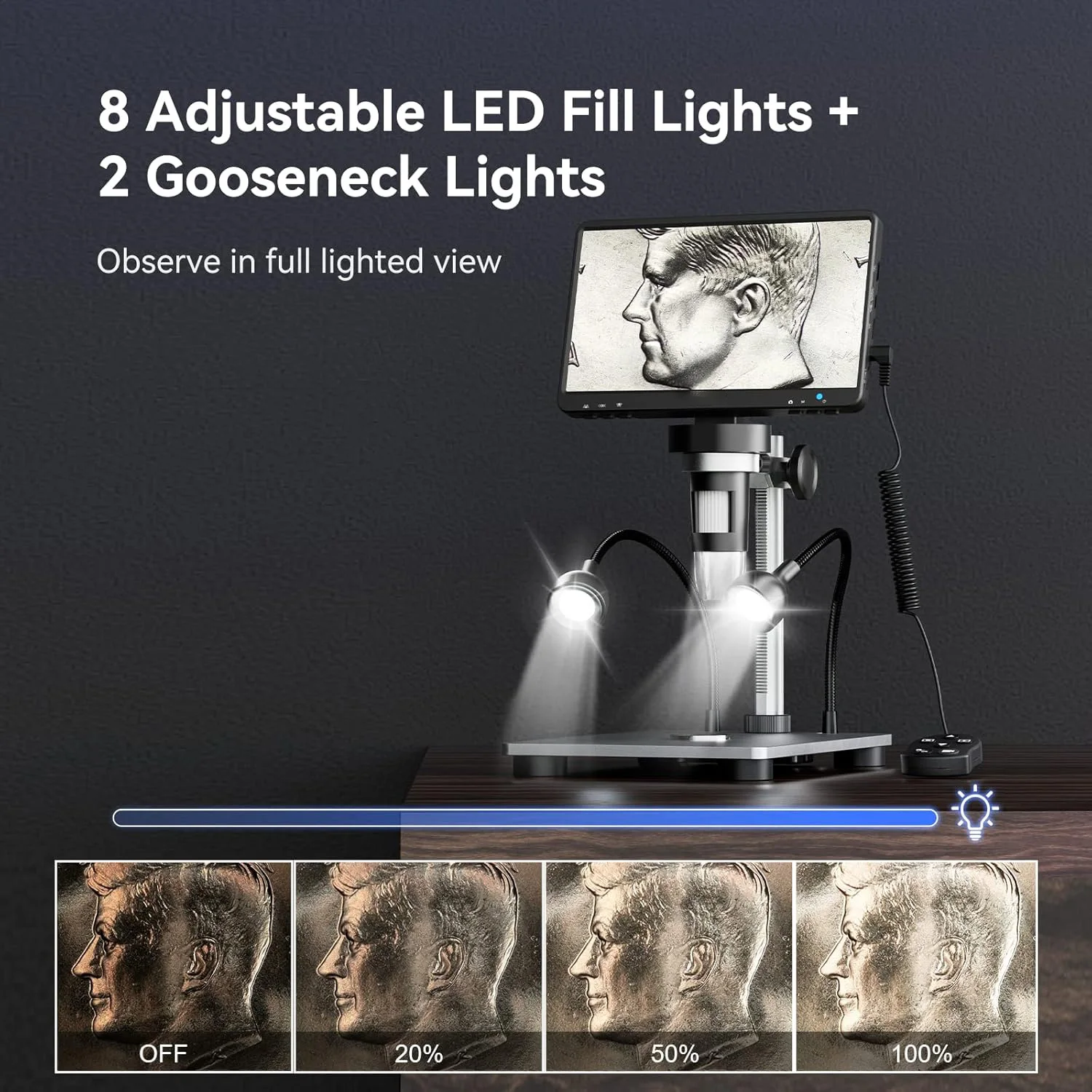 7" LCD Digital Microscope 1200X1080P Coin Microscope with Metal Stand 12MP Ultra-Precise Focusing Video Camera for Repairing PCB 2
