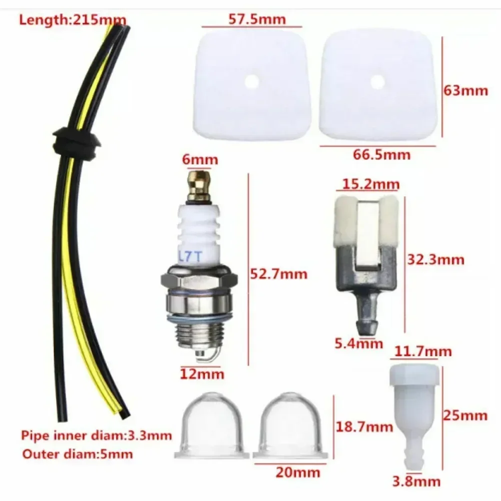 Fuel Line Spark Plug Air Filters Primer Pump Service Set For Echo SRM2100 SRM 2400 Brushcutter Grass Trimmer Part