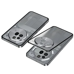 Metal Frame Shockproof Matte Phone Case with Lens Protection - Bumper Back Cover Accessories for Nothing Phone 3A Pro (Gray)