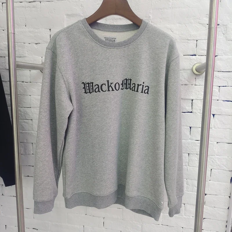 

Gray Fleece WACKO MARIA Sweatshirts Crewneck Men Women High Quality Oversize Winter Autumn Hoodie Pullover