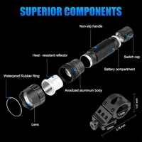 1200 Lumens Tactical Flashlight T6 Rechargeable Weapon Light Gun Light with Pressure Switch for Picatinny Rail 18650 Battery 2