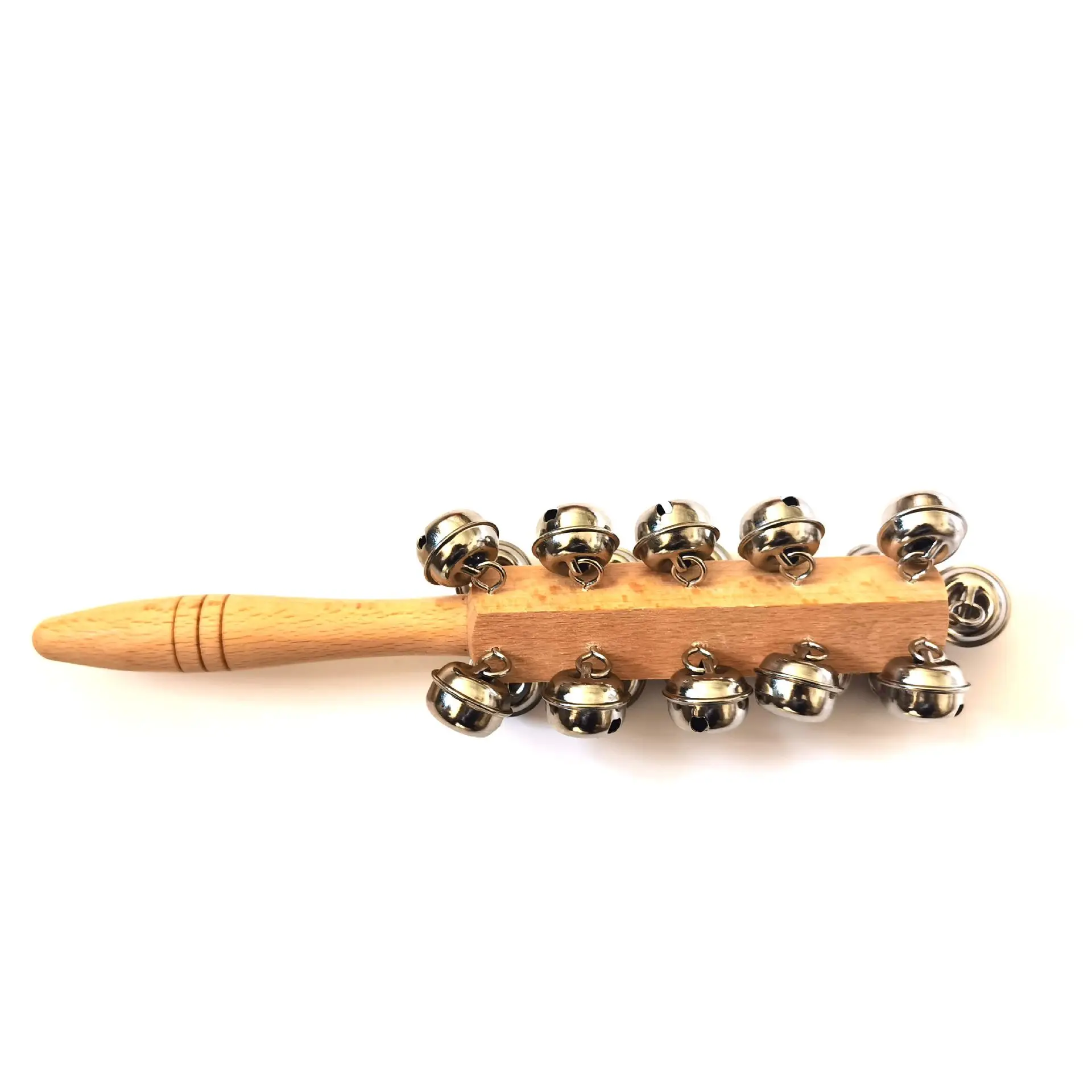 Rattle Held Bell Stick Wooden With 21 Metal Jingles Percussion Musical Toy Dance Party Rhythm Orff Musical Instrument