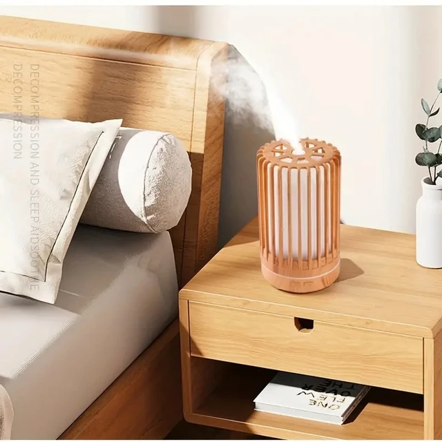 Bird Cage Shaped Aroma Diffuser with 2pcs Essential Oil, Mini USB Humidifier with Colorful Light for Bedroom Office Yoga Room 6