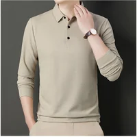 Polo brodé à manches longues pour hommes, décontracté et à la mode, confortable, respirant et polyvalent, haut d'été, nouvelle collection 2