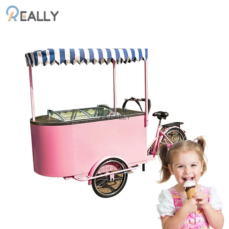 

OEM Pedal Assist 3 Wheel Tricycle Adult Food Ice Cream Bike Hard Ice Cream Vending Carts For Sale