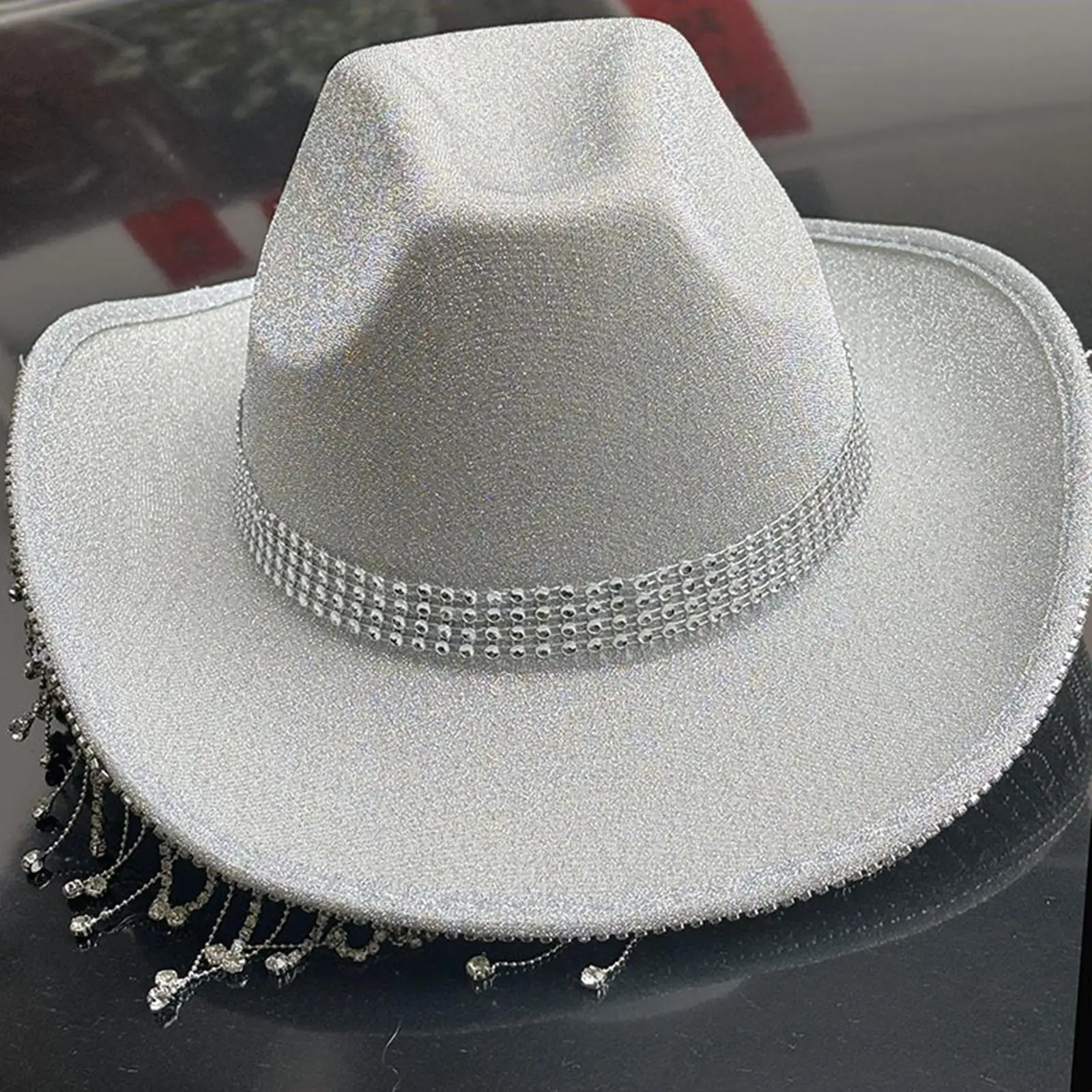 Western Cowboy Hat Headwear Fashion Decorative Photo Props Wide Brim with Tassel for Wedding Men Women Party Role Play Festival