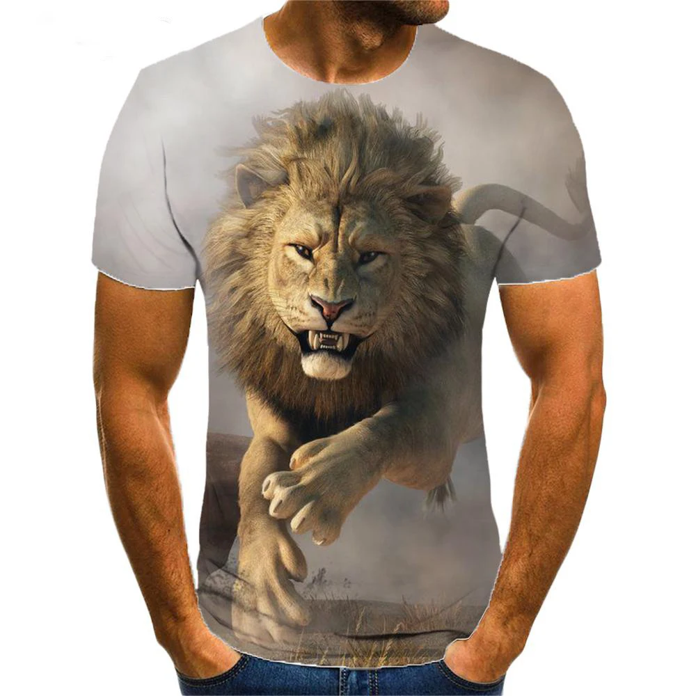 Casual Summer Short Sleeve Lion 3D Print T Shirt