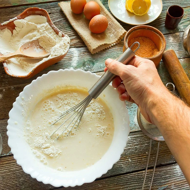 Egg Beater Food Mixer Egg Separator Rotary Whisk Electric Whisk Handheld Electric Whisk Egg Yolk Mixer 8/10/12 Inch Egg Whisk 6 Wire Stainless Steel Kitchen Balloon Whisks Manual Egg Beater Blender Mixing Mixer Tools