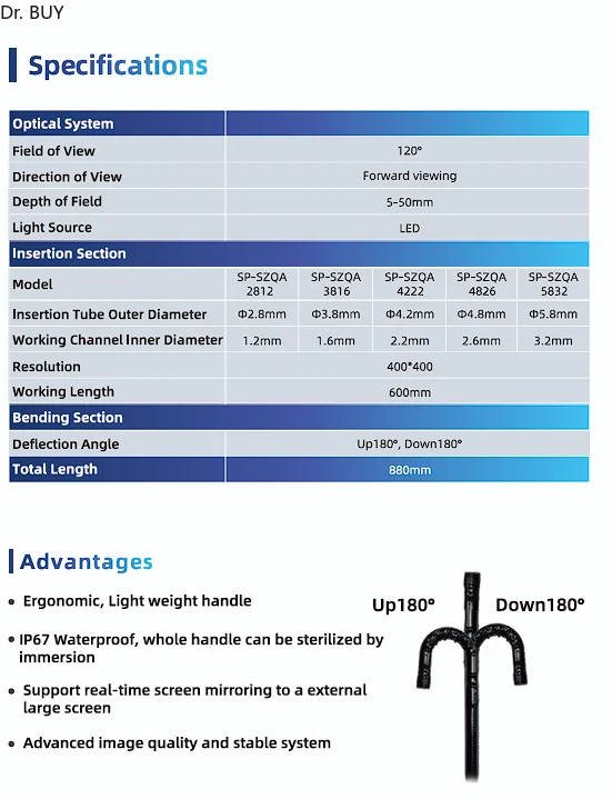 Reusable bronchoscope 3.5 screen