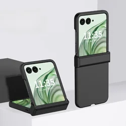 Luxury Hinge Protect Shockproof Phone Case - Slim Skin Friend Hard Flip Back Cover - Razr 70 Plus (Black)