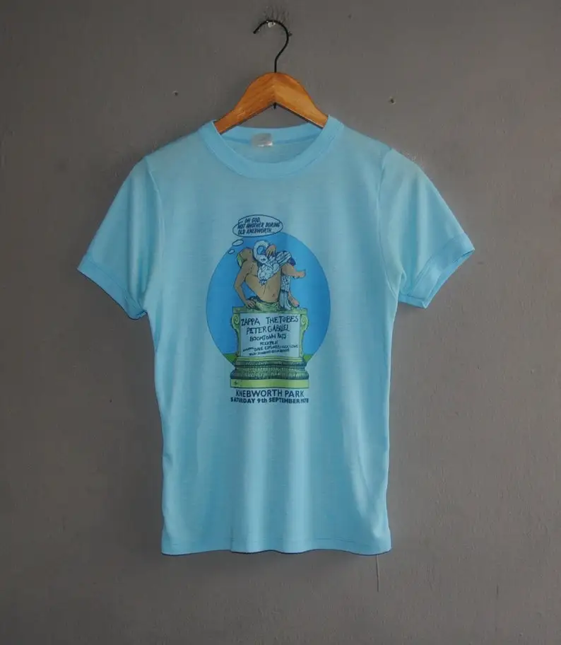 Vintage 1978 Knebworth Frank Zappa The Tubes Nick Lowe Peter Gabriel Concert Promo T Shirt Taglia S / 1970S Rock Punk New Wave Uk