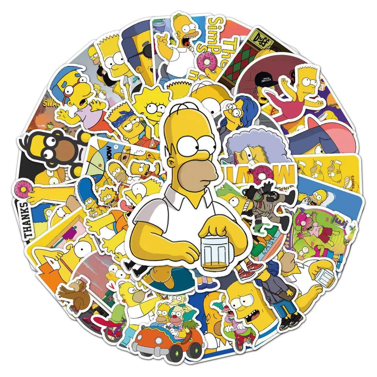 54pcs Unique Simpson Personality Cartoon Stickers - Waterproof Graffiti Decor for Luggage, Fridges, and More
